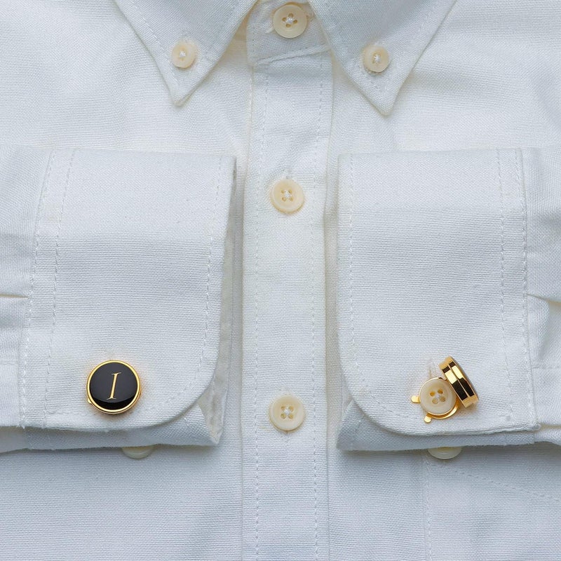 HAWSON Gold Button Covers for Men - Enamel Cufflinks with Personalized A-Z Letter Design for Tuxedo, Shirt, Business or Formal Attend Accessories - Image 4